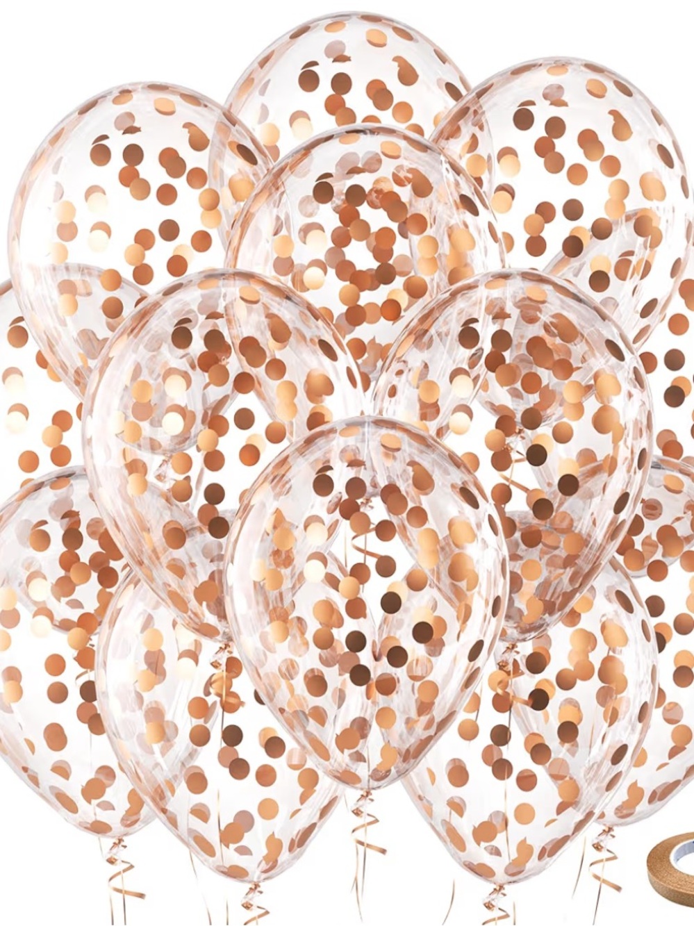 Rose Gold Confetti Latex Balloons - Pack for Home Parties